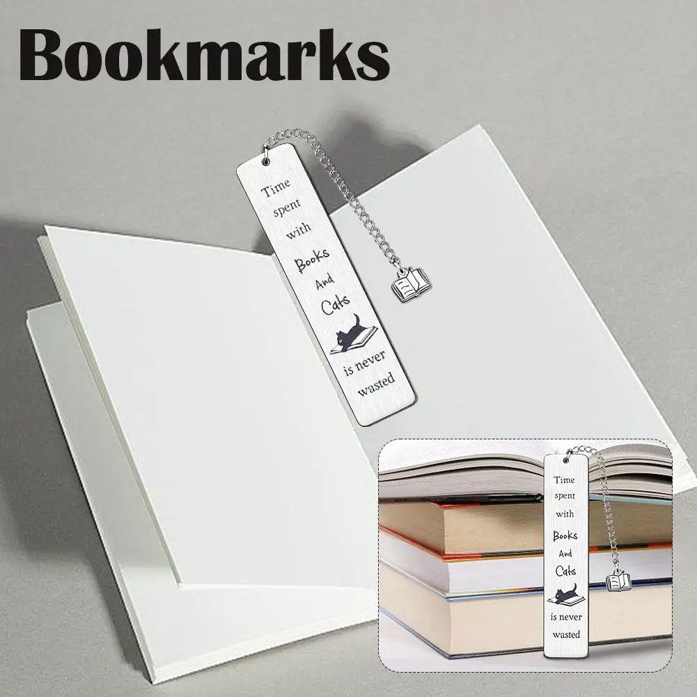 

Gift Cat Stainless Steel Lettering Slogan Bookmark for Pages Books Readers Children Collection new M8U0