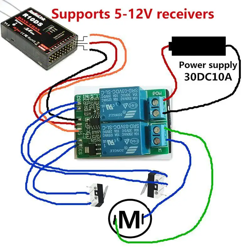 1-Channel Servo Signal Input Model Aircraft Motor Forward And Reverse Controller Relay 10A Support 5-12V Receivers