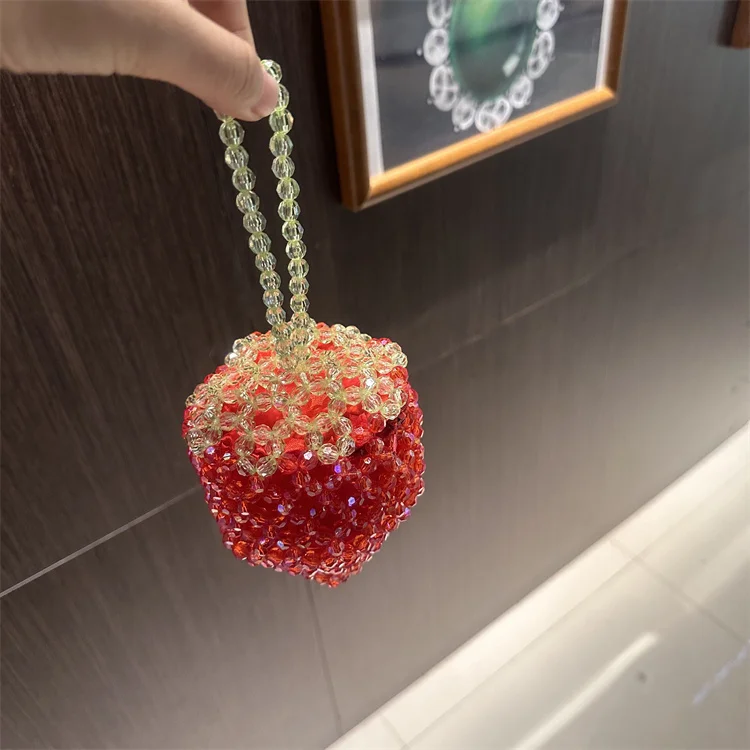 New Beaded Strawberry Bag Small Handmade Zero Wallet Cute Sweetheart Girl Exquisite Small One Coin  Bags