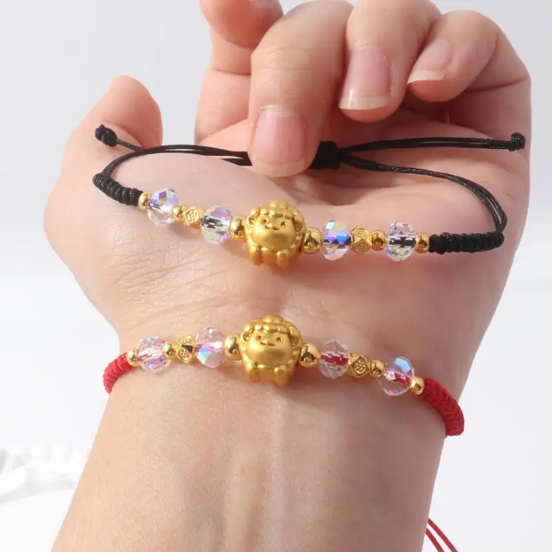 2027 Sheep Year Red Lucky Braided Rope Bracelet For Women Chinese Style Beaded Bracelets New Year Blessing Jewelry Gifts