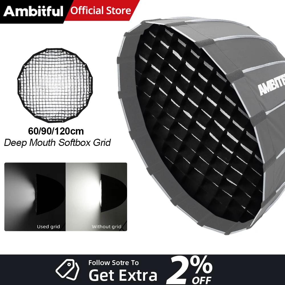 AMBITFUL 60cm 70cm 90cm 120cm Softbox Honeycomb Grid for Godox QR-P70 QR-P90 QR-P120 P90L P90H P120L P120H Softbox -Grid Only