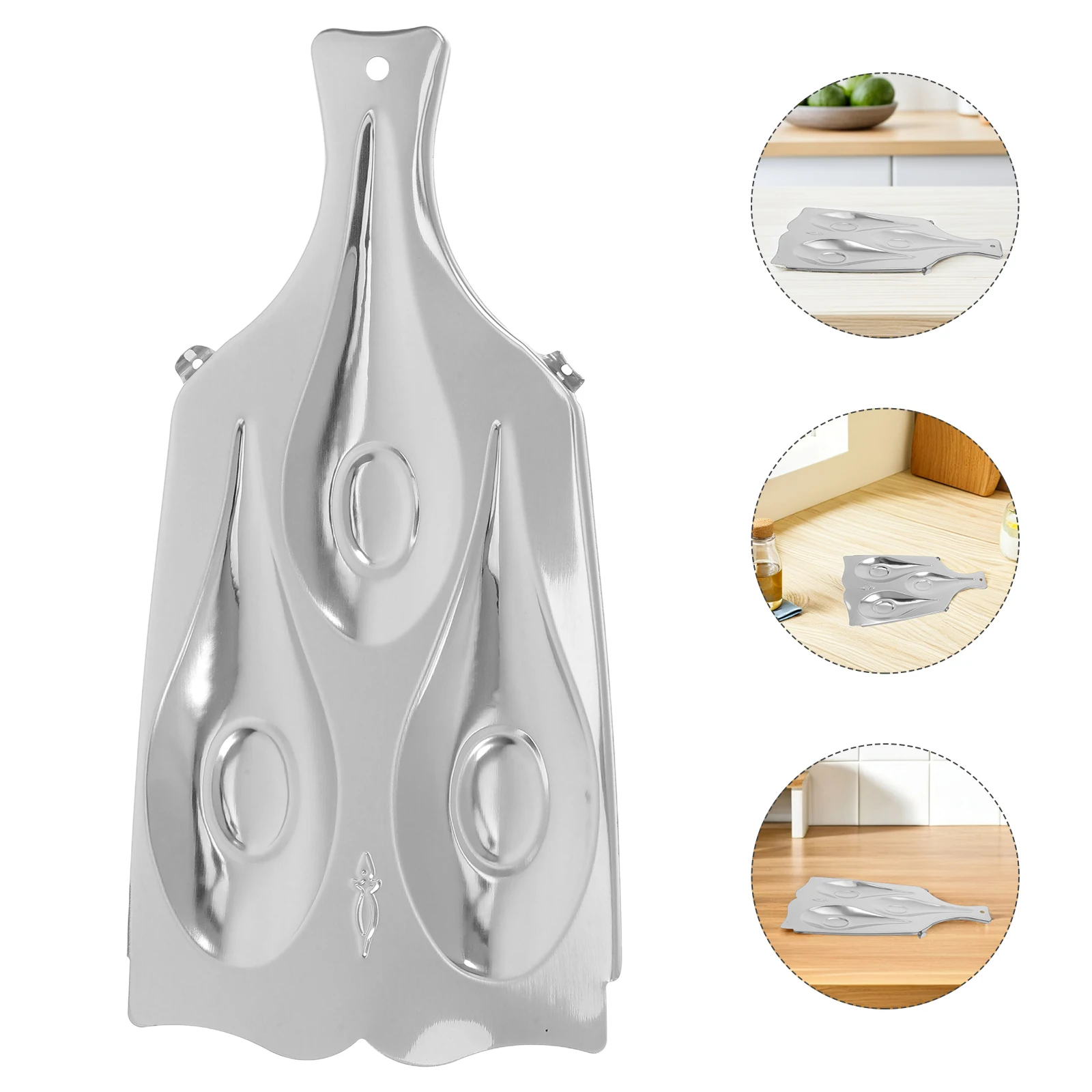

Stainless Steel Spoon Rest Holder 3 Cavities Kitchen Utensil Cooking Long Handle Triple Ladle Spoon Rests for Countertop