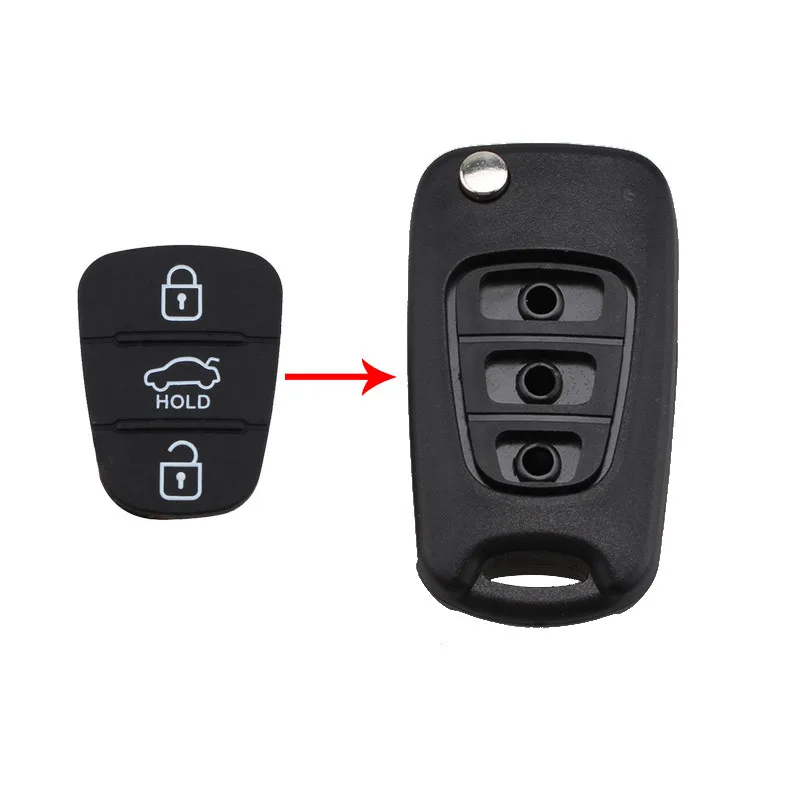 3 Buttons Remote Car Key Shell Fob Rubber Pad Fit for Hyundai Solaris Accent Tucson l10 l30 IX35 Kia- K2 K5 Rio Ceed Keys Case