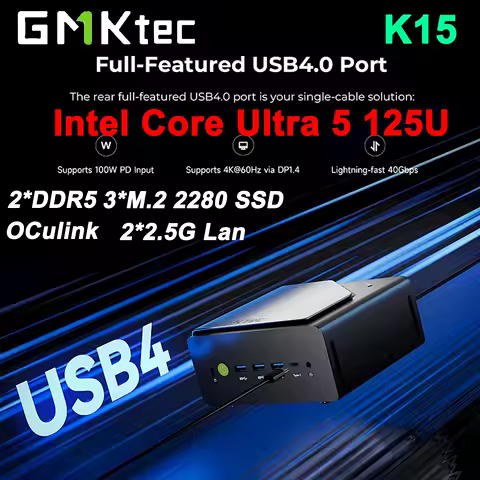 GMKtec K15 Intel Core Ultra 5 125U MINI PC OCulink 2*DDR5 3*M.2 2280 SSD 2.5G Lan WIFI6E BT5.2 USB4.0 Desktop Gaming Computer