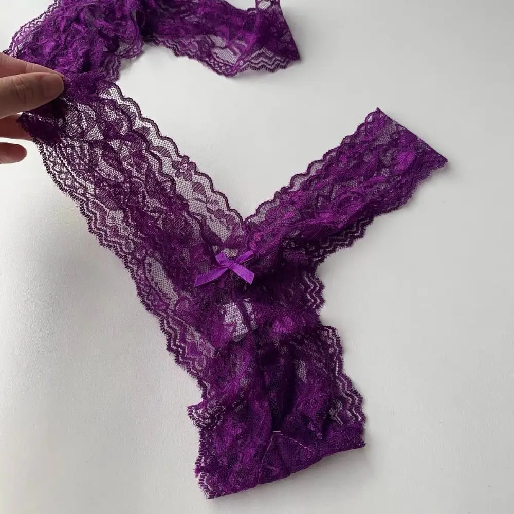 Breathable T Back Lace Panties Transparent Seamless Lace Thong Underwear Mesh Lingerie Honeymoon
