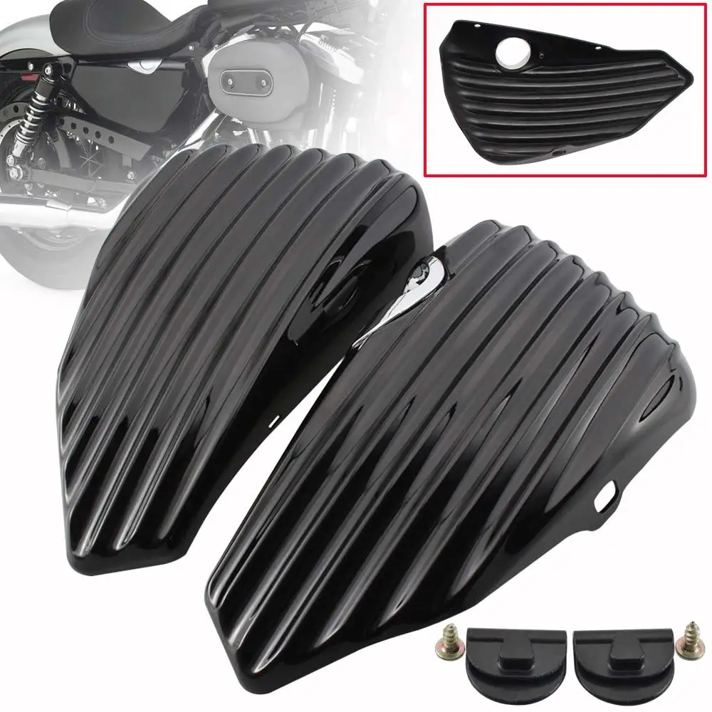 

Motorcycle Accessory Right Side Oil Tank Left Battery Panels Cover Covers Set Black For Harley Sportster XL883 XL1200 2004-2013