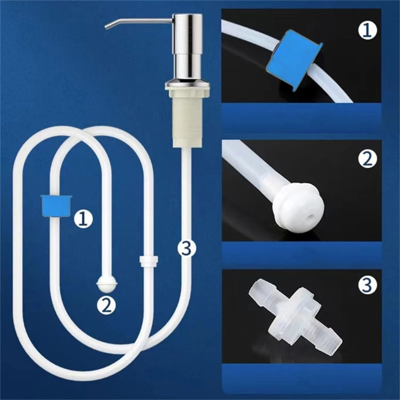 Praktischer Seifenspender für die Küchenspüle, Pumpflasche, Spülmittelspender mit flexiblem langem Silikonschlauch für einfache