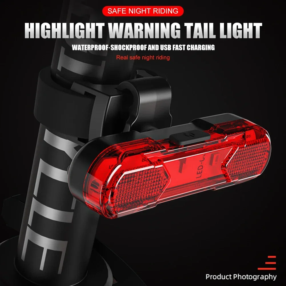 Safety Warning Bicycle Rear Light USB Rechargeable LED Bike Light Waterproof Bicycle Seatpost Cycling Tail Light