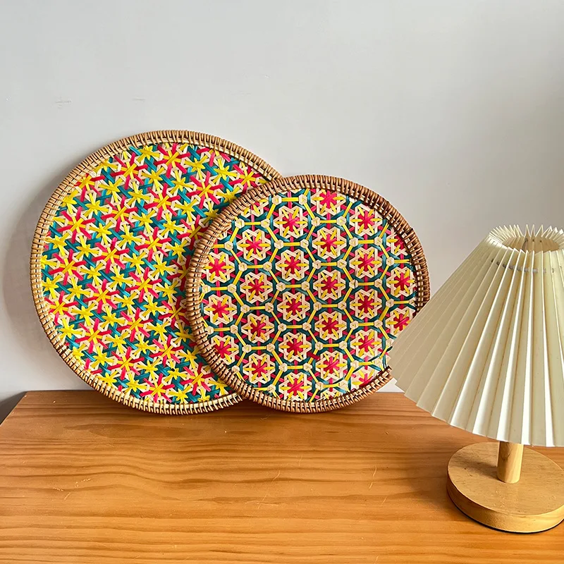 Handmade Retro Rattan and Bamboo Weaving Characteristic Color Household Circular Heat-resistant and Heat-insulate Pad Teapot Pad