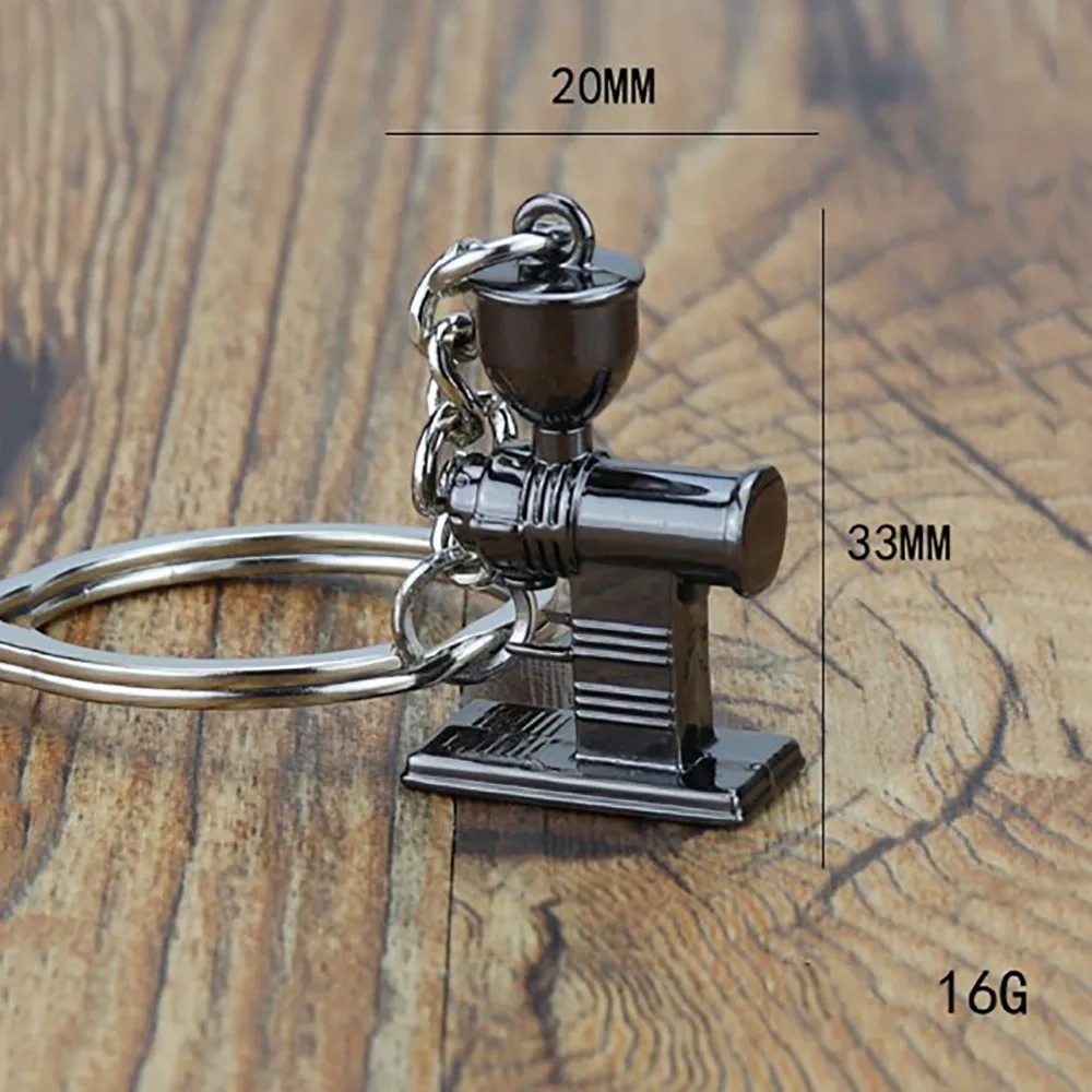 Metal 3D Creative Coffee Keychain Mini Cute Coffee Handle Keyring Creative Accessories Creative Barista Coffee Keychain