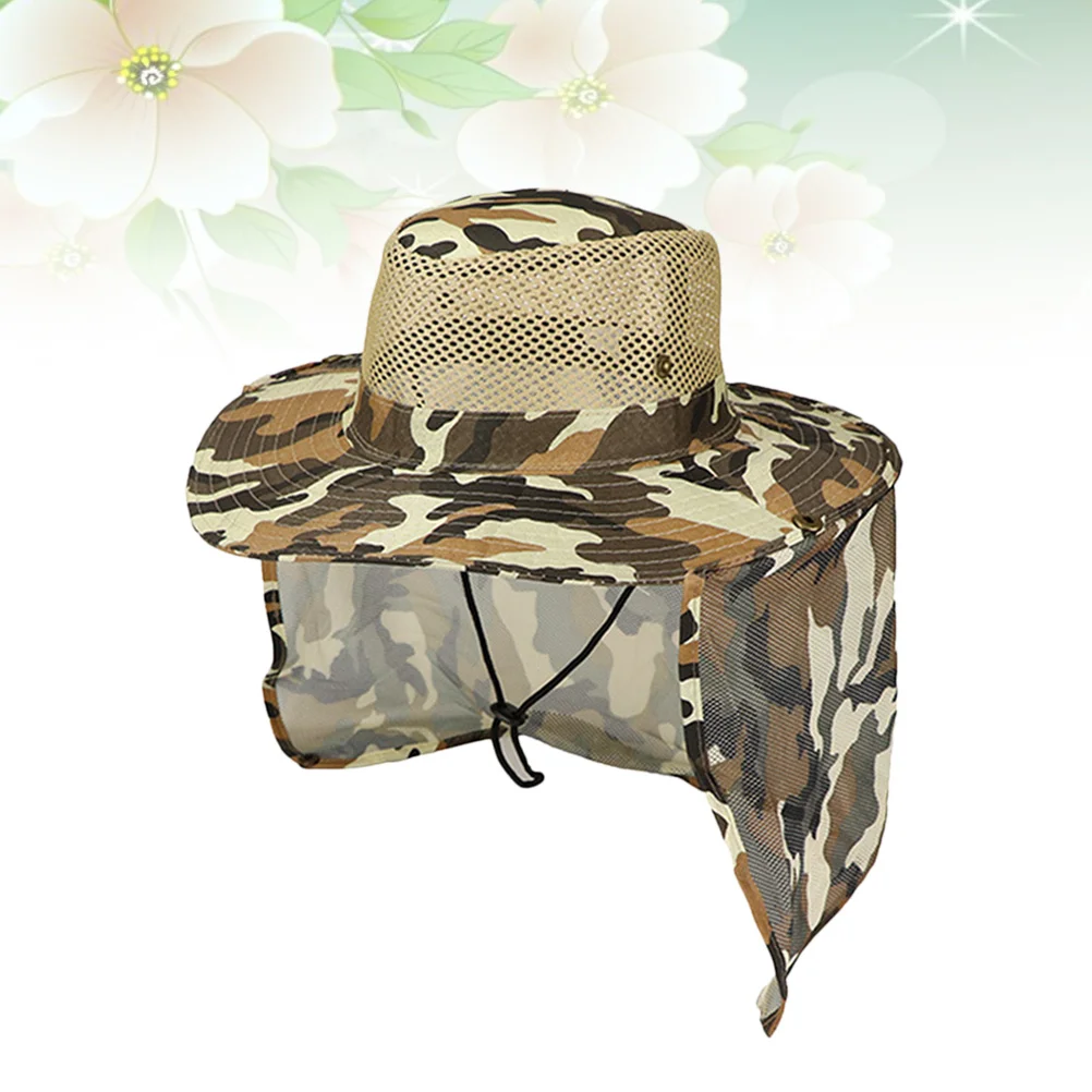 

Earth Yellow Camouflage Hat Wide Brim Shade Sun Protection Cap Portable Foldable Day Wear Outdoor Sports
