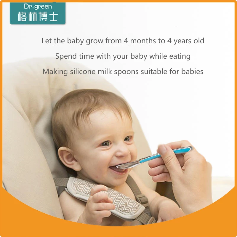 

Dr Green Baby Silicone Soft Spoon Newborn Baby Supplement Bowl Spoon Children Infant Water Feeding Eating Spoon