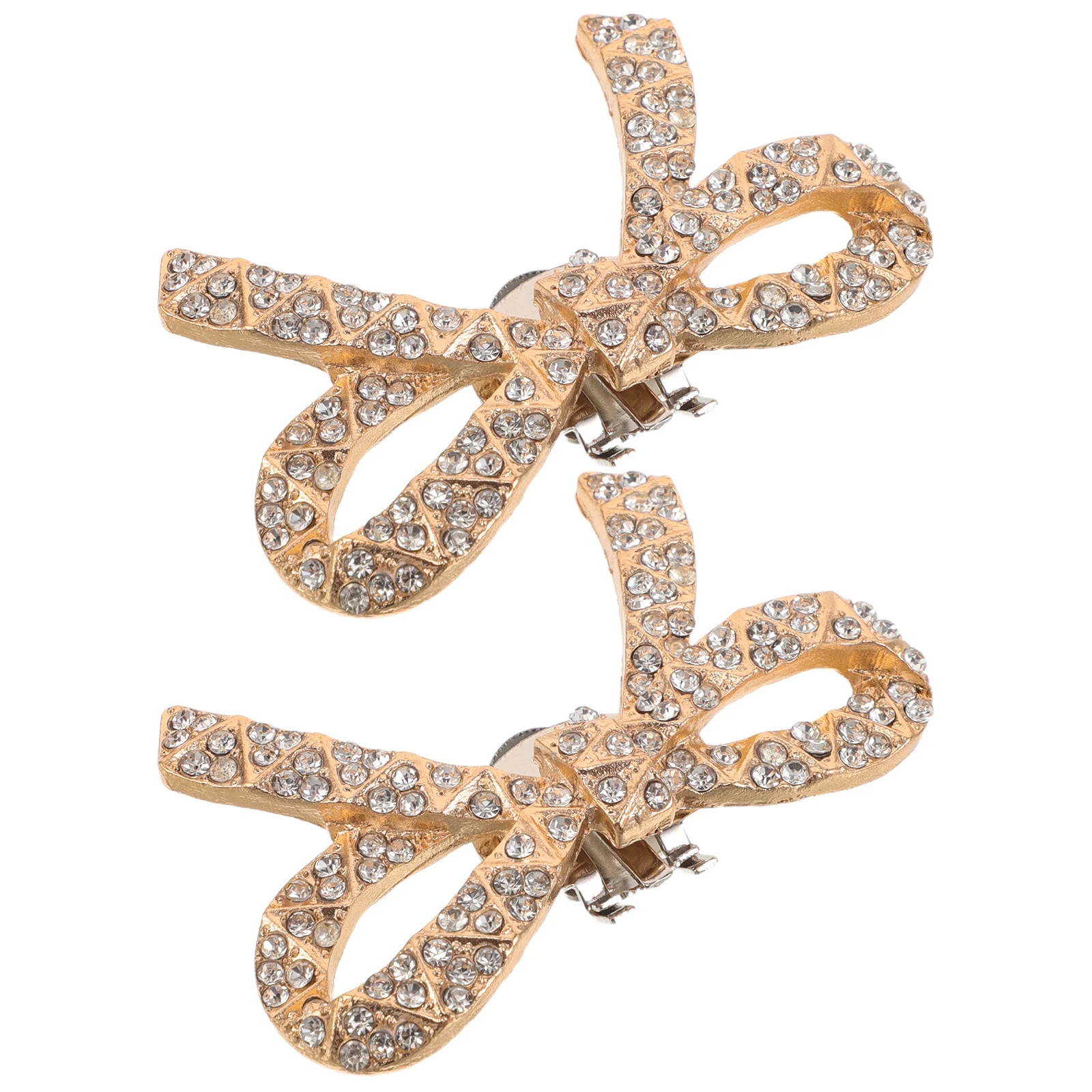 1 زوج الذهبي حجر الراين مقاطع الأحذية انفصال Bowknot سحر ل عالية الكعب المرأة تألق الأحذية الديكور حفل زفاف