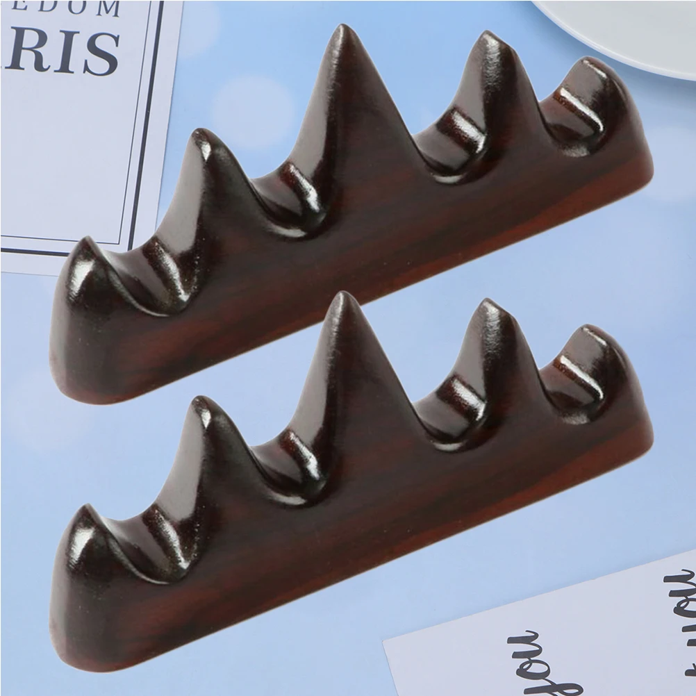 2 stücke Holz Kalligraphie Halter Vintage Tinte Pinsel Rack Kreative Fünf Finger Berg Design Desktop-Organizer Stift Stehen Für Hause