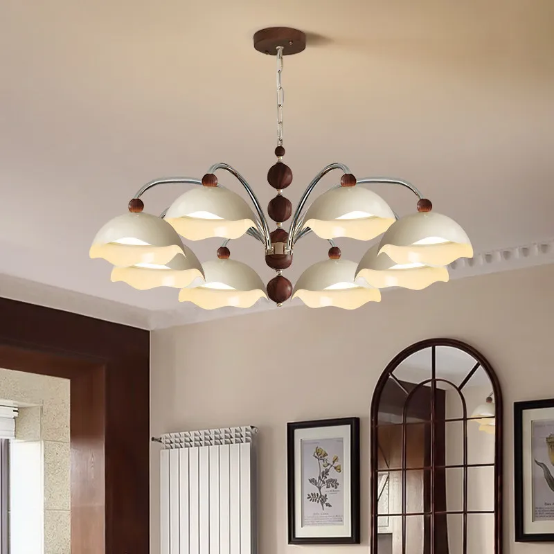 Cream Style Antique Eggshell Chandelier French Style Dining Table Pendant Light Creative Guest Table LED Pendent Lamp