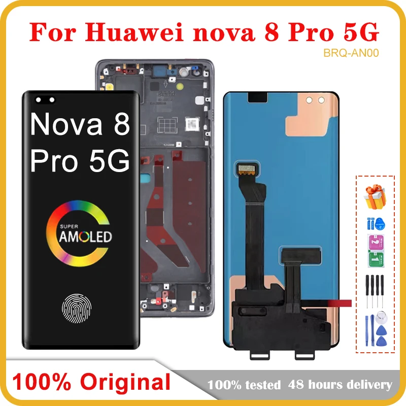 

6,72 ''OLED для Huawei Nova 8 Pro 5G мобильного телефона ЖК-экран в сборе с сенсорным экраном Замена ЖК-панели