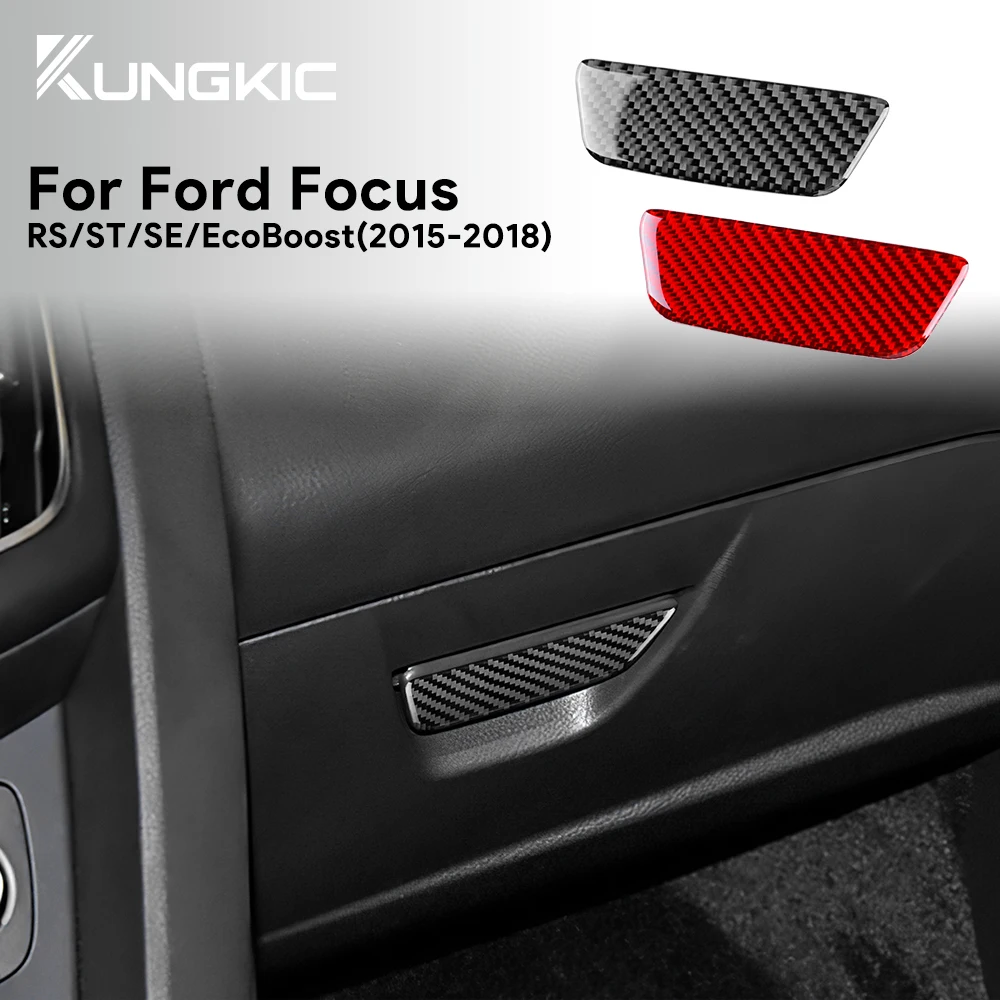 For Ford Focus SE RS ST Ecoboost 2015 2016 2017 2018 Car Passenger Glove Box Panel Trim Real Soft Carbon Fiber Sticker