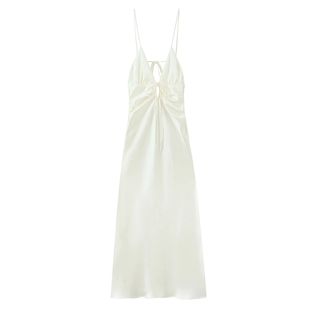 HH 2025 Woman New Sexy Fashion Lace Design Party Evening Dress Female Elegant V-Neck Wrinkles Sleeveless Backless Midi Dress