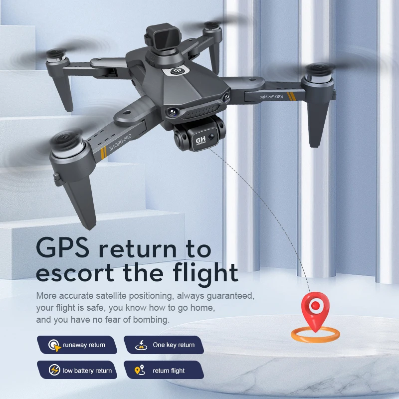 Profesjonalny dron K80 PRO MAX z podwójną kamerą HD 8K 5G WiFi FPV Bezszczotkowy silnik GPS 360°° Inteligentne drony do unikania przeszkód