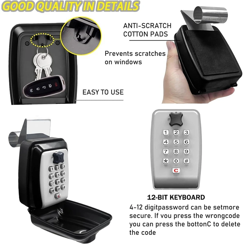 Car Window Lock Box, Car Key Lock Box, Car Window Punch Button Lock Box, Car Window Key Safe, For Carpooling, Turo