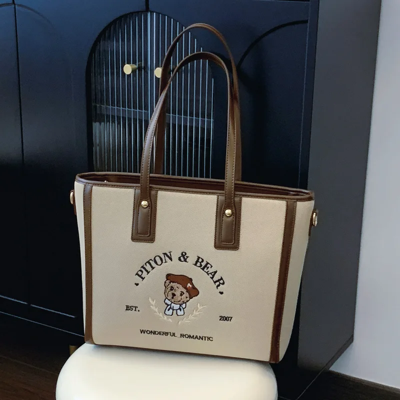 

2023 Новая женская роскошная дизайнерская холщовая жаккардовая сумка-тоут/сумка подмышки - большая вместимость, пригородные поездки и путешествия