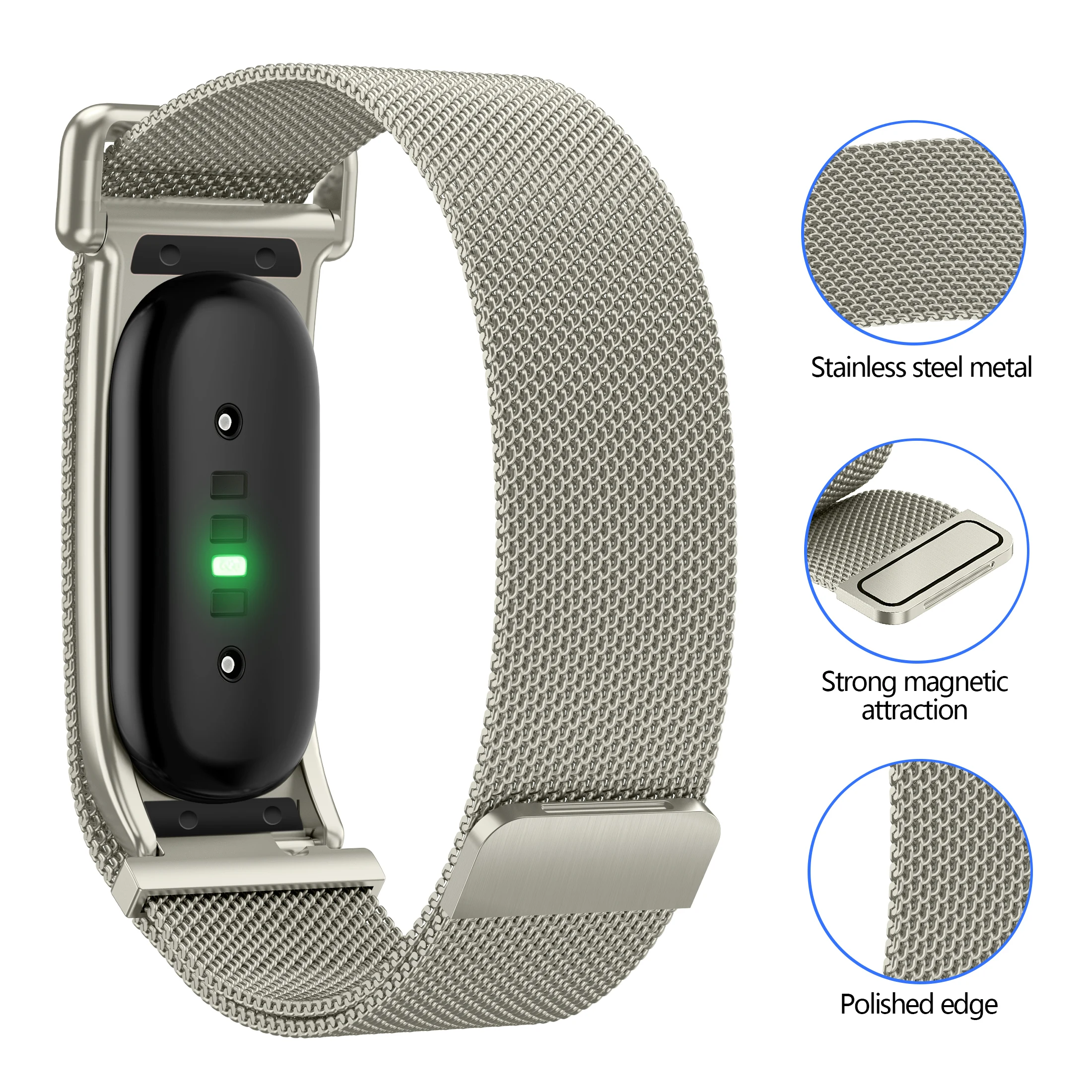 Google Fitbit Air Atmungsaktives Milanaise-Armband Schnellverschluss Verstellbares Weiches Metall-Tracker-Zubehör – Detail 19