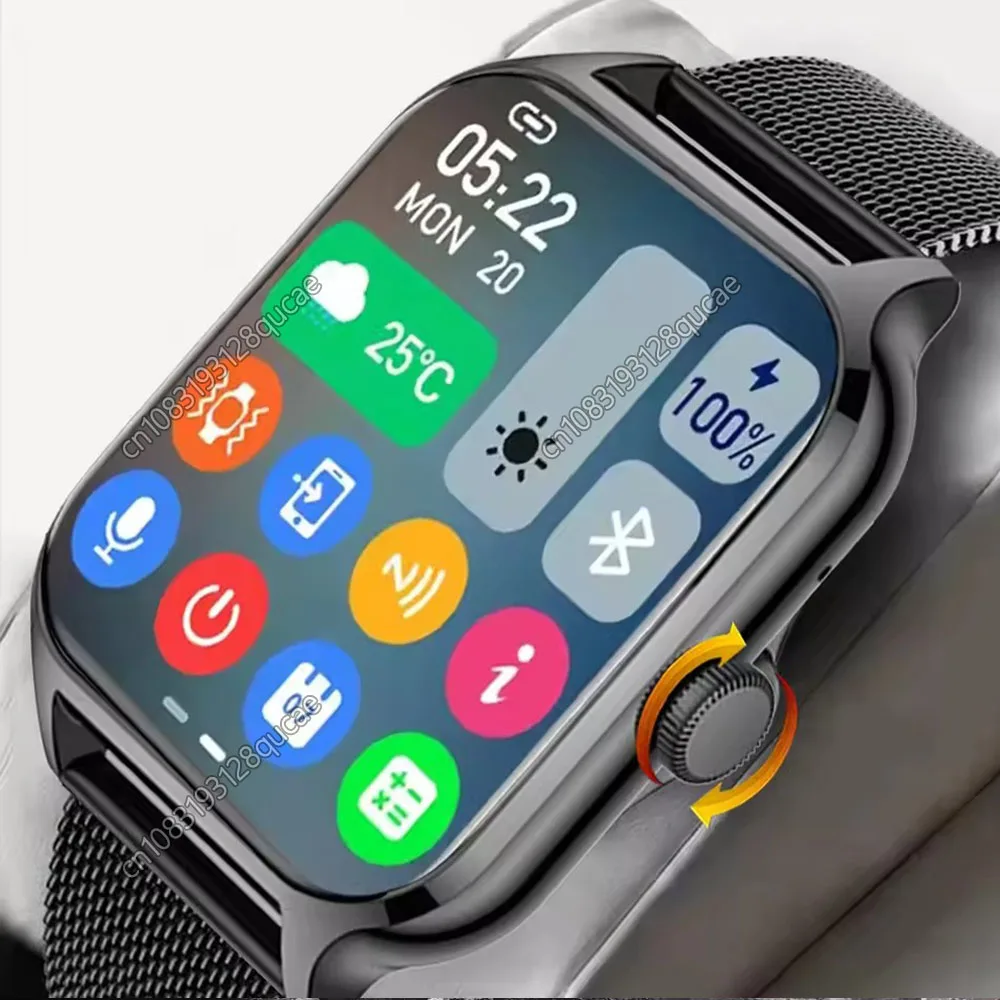 1,83'' wasserdichte Smartwatch mit Nachrichtenansage, Anrufannahme, Schlafüberwachung, Sport-Schrittzähler, Informationsbenachrichtigungen für IOS Android Hw12
