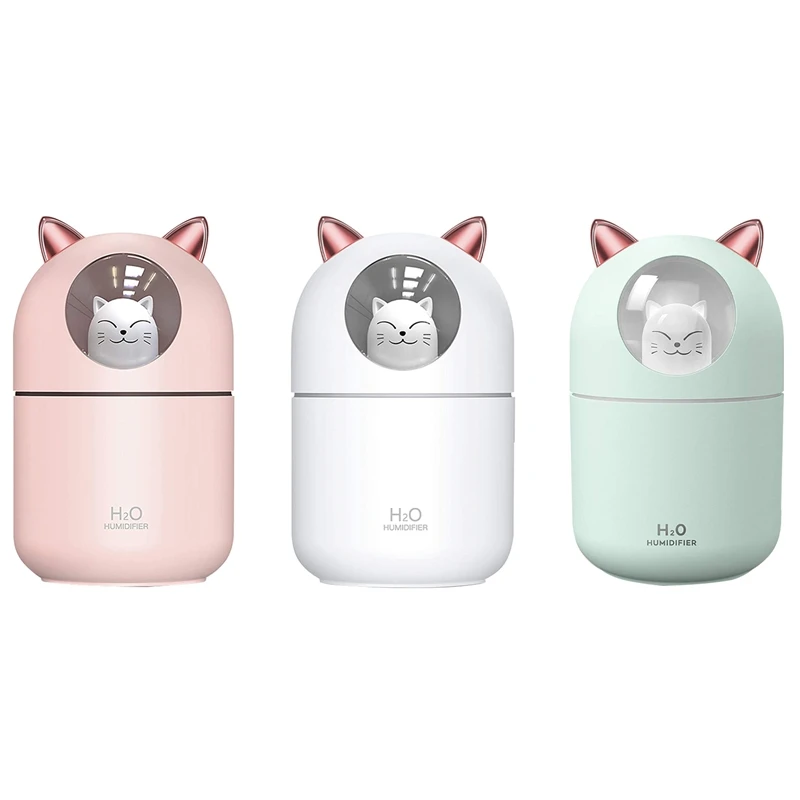 Cute Cat Cool Mist Humidifier For Home,Cat Night Light Essential Pure Air For Baby Room,Easy Clean Quiet Operation