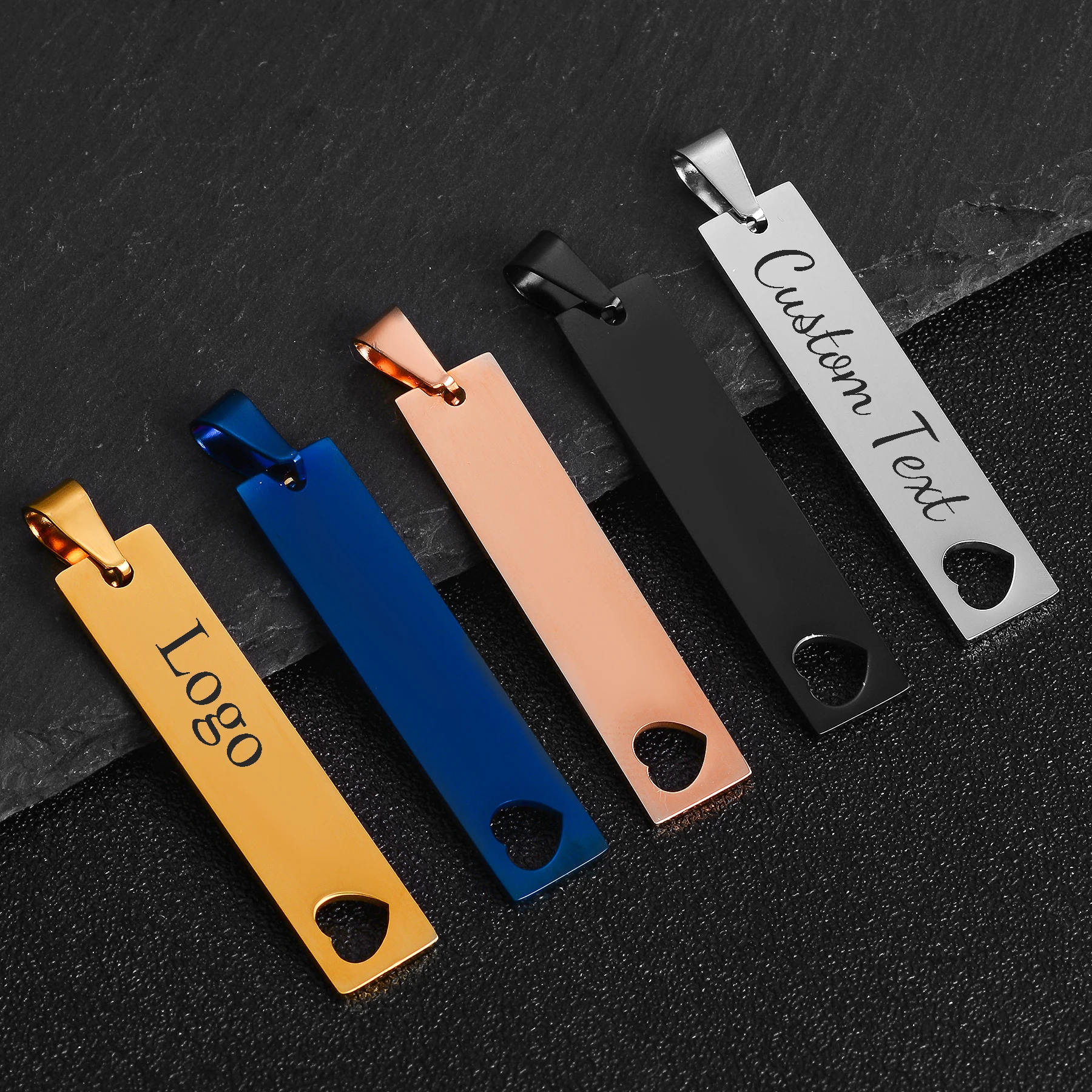 3pcs Rectangle Stainless Steel Mirror Polished Jewelry Making Diy Engravable Blank Pendant Charm For Jewelry Creation