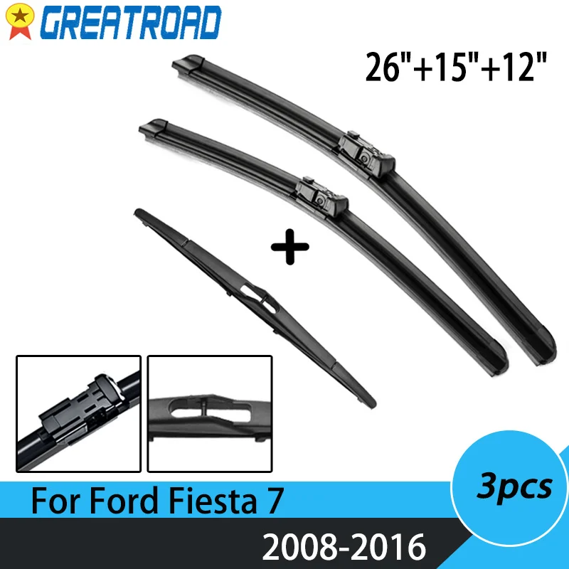 Wiper Front Rear Wiper Blades Set For Ford Fiesta 7 2008 09 10 11 12 13-2016 Windshield Windscreen Front Rear Window 26