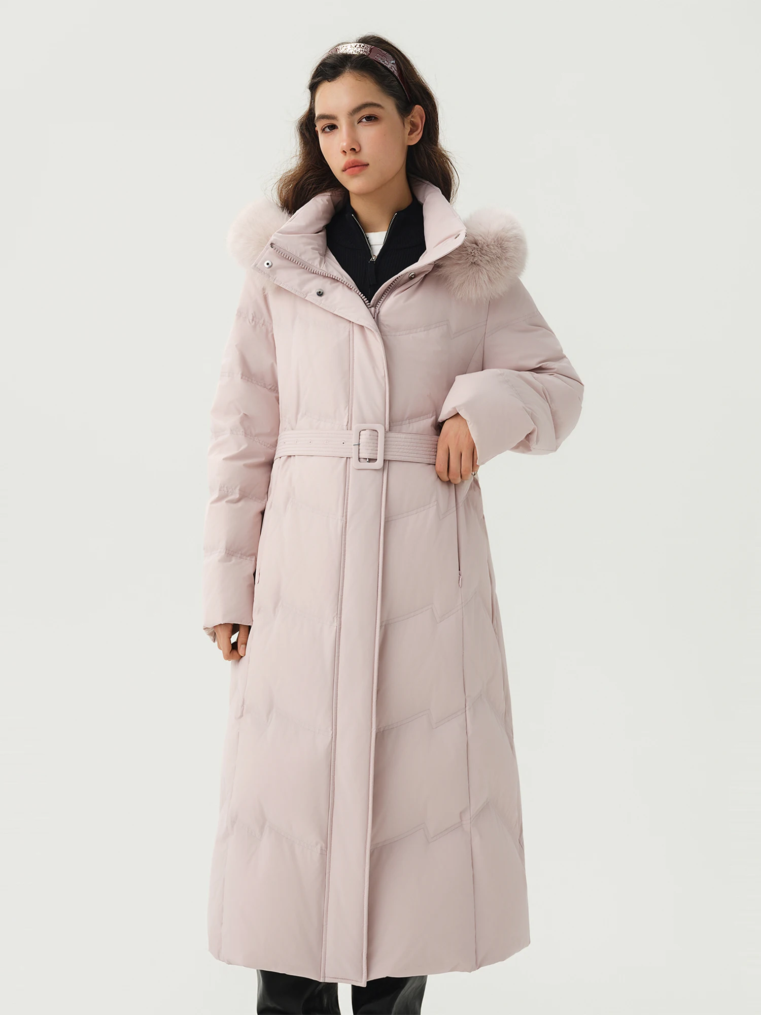 DUSHU Plus Size Mountain Ridge Down Jacket Women Stand Collar Hooded Long Puffer Coat 2026 Winter New Windproof Warm Outerwear