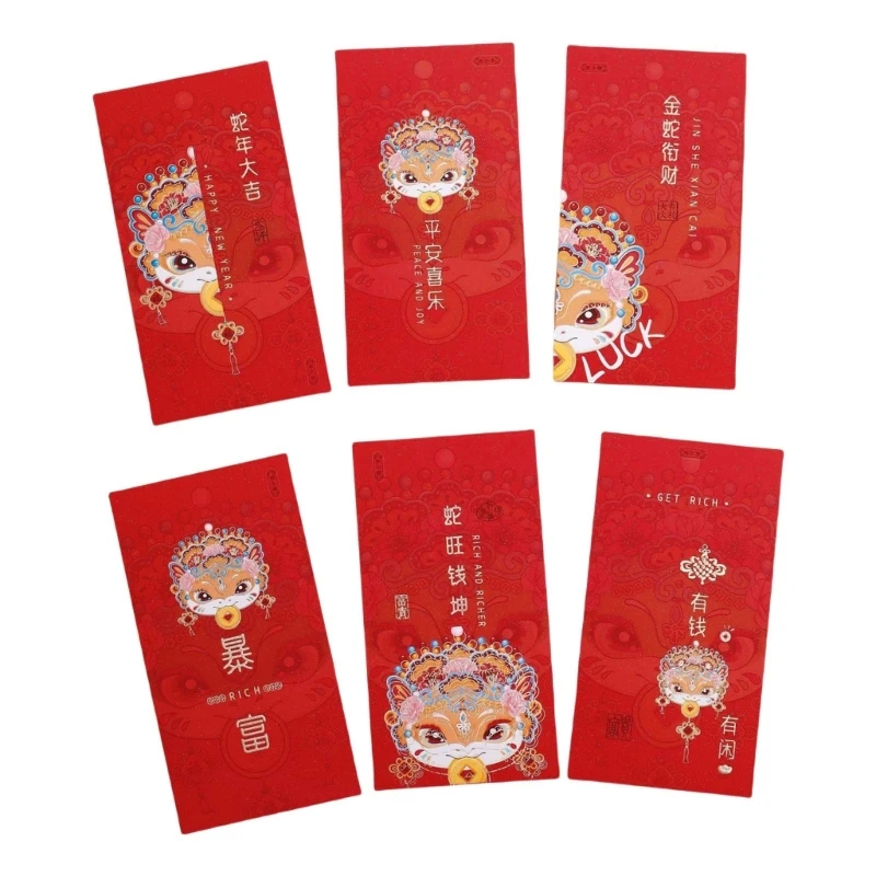 Pack of 6 New Year Redness Envelope Money Packet for Spring Festival Celebration