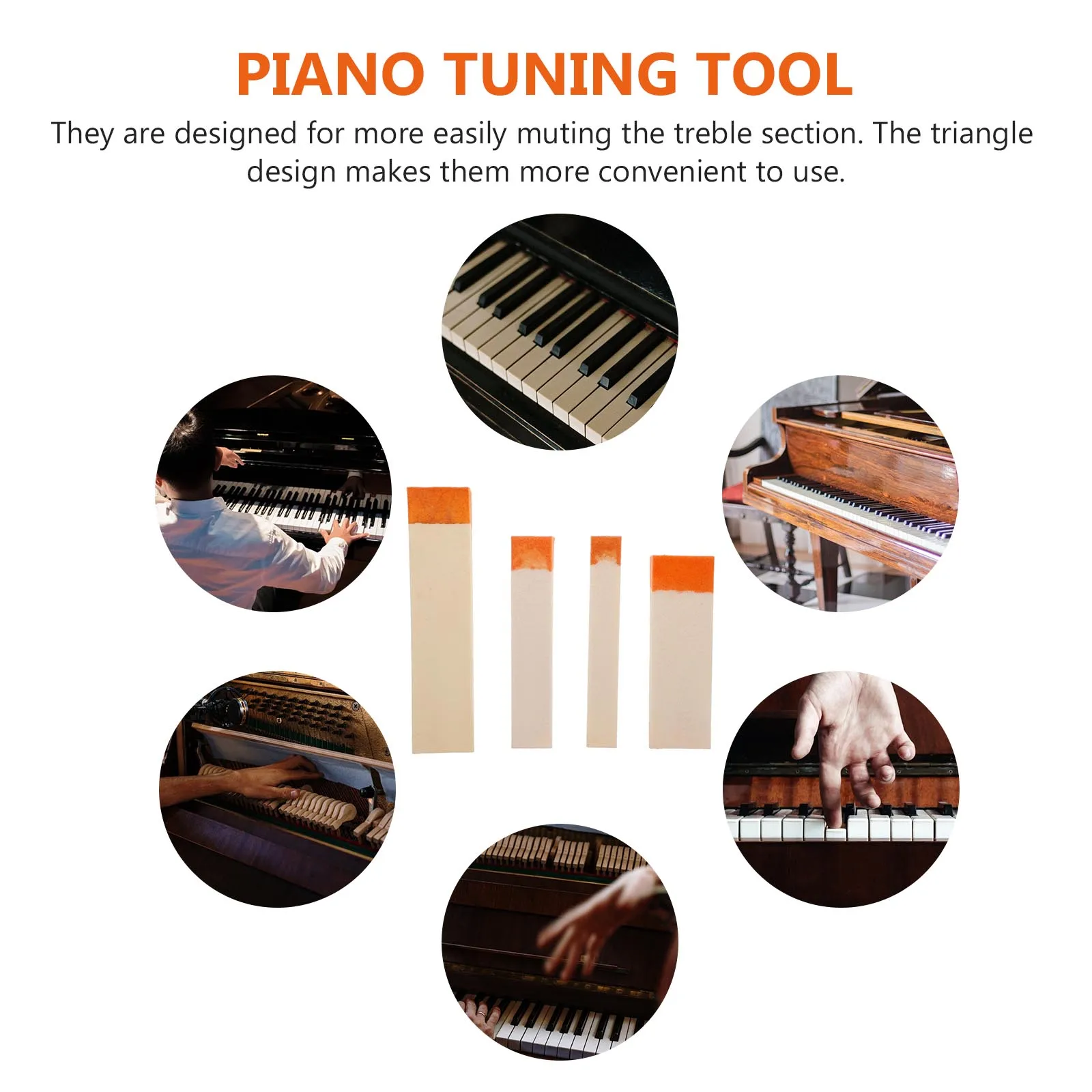 

4pcs Wool Felt Tuning Repair Tools Piano Mute Blocks Sound Stop Mediant Temperament Practical Soft Texture