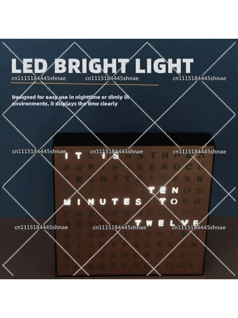 LED English Display Desktop Clock for Office & Study, Creative Fashion Design Advanced Sense