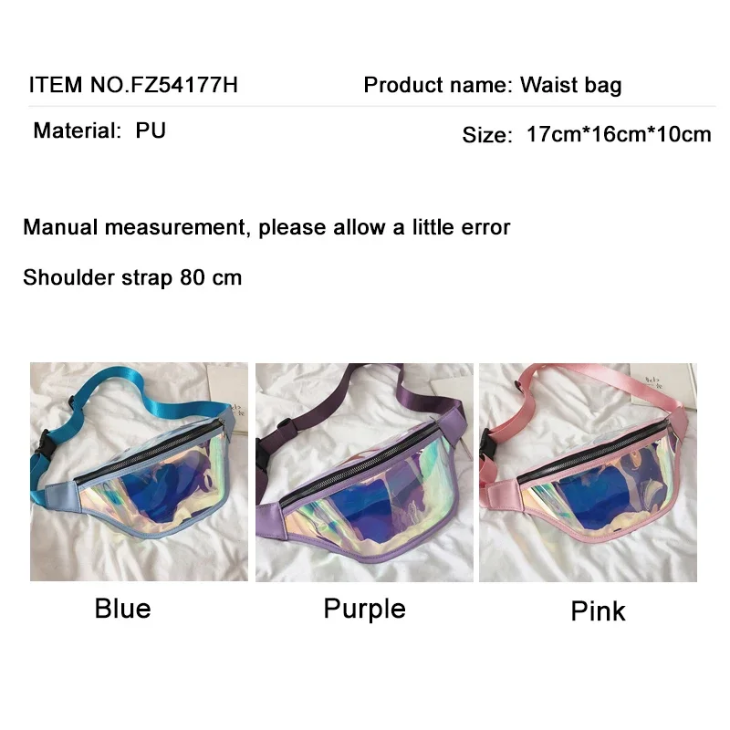 Girls Sac Laser Belt Bags Women Fanny Packs Bum Bag Punk Holographic Waist Pack Pouch Waterproof Translucent Glitter Clear Lady