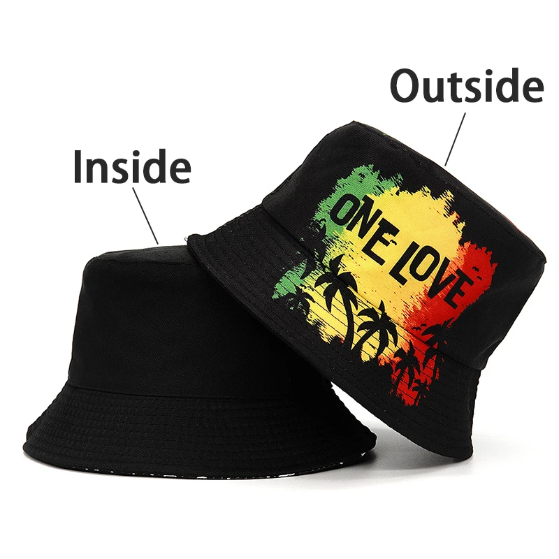 Bocca Rasta Lion Bucket Hat Jamaican Bob Marley Fisherman Hats Letter Printing Panama Cap For Men Women Summer Travel Beach Sun