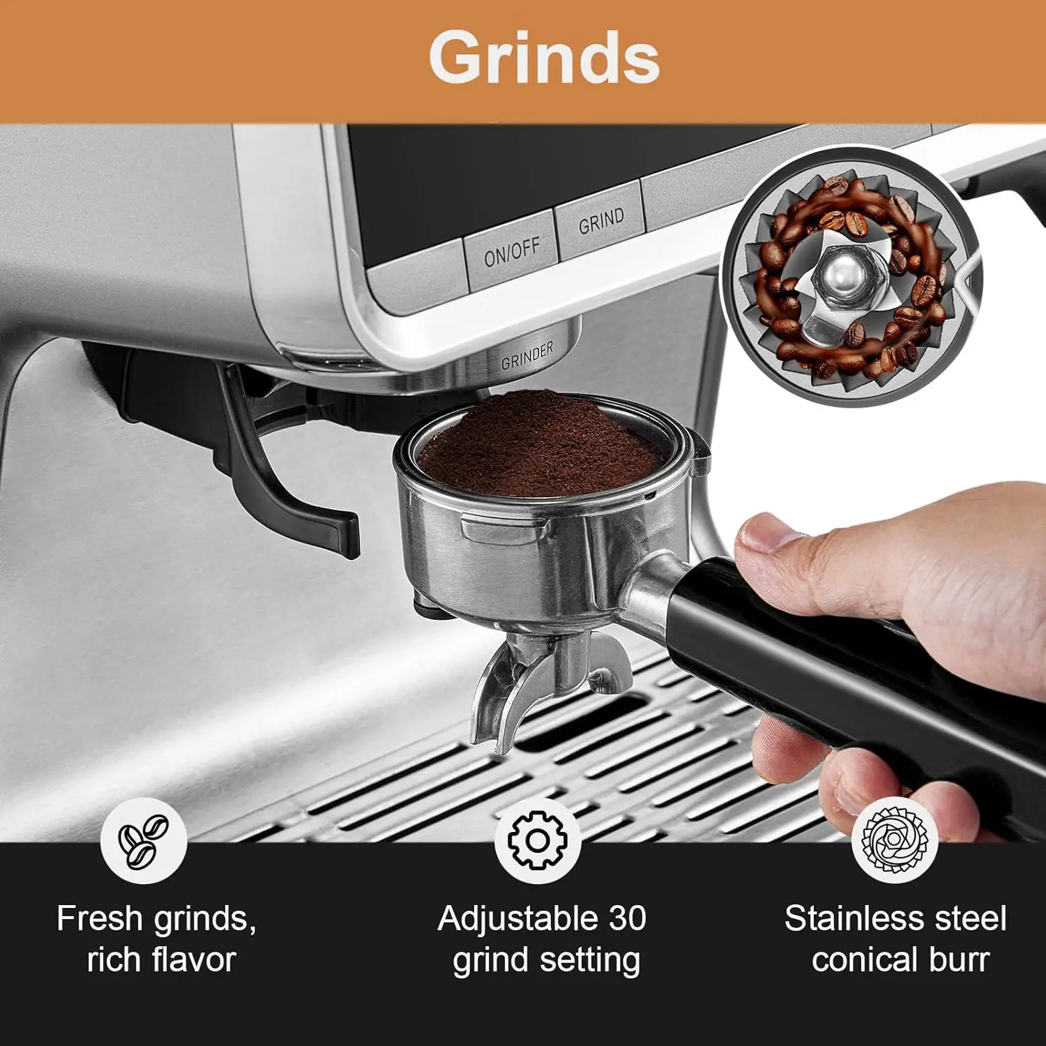 Espresso Coffee Machine 20 Bar for Home Office, Professional Cappuccino Latte Machines with Milk Frother