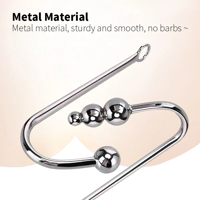 Stainless Steel Anal Hook with Anal Beads Hole Anal Hook Metal Butt Plug Anal Sex Toys Adult Product No Vibrator for men gay