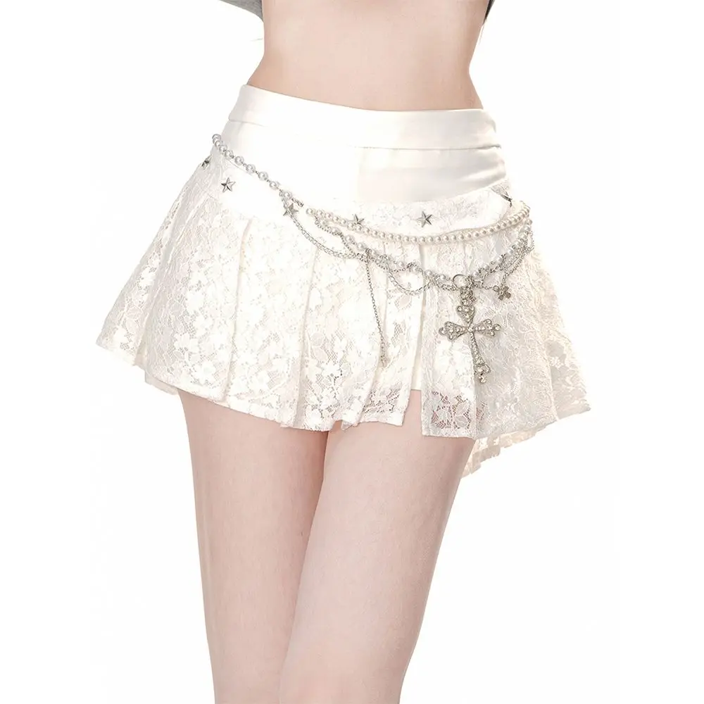 

Spice Girl Lace Skirt Women's Spring and Summer A-word Pleated Skirt Short Skirt