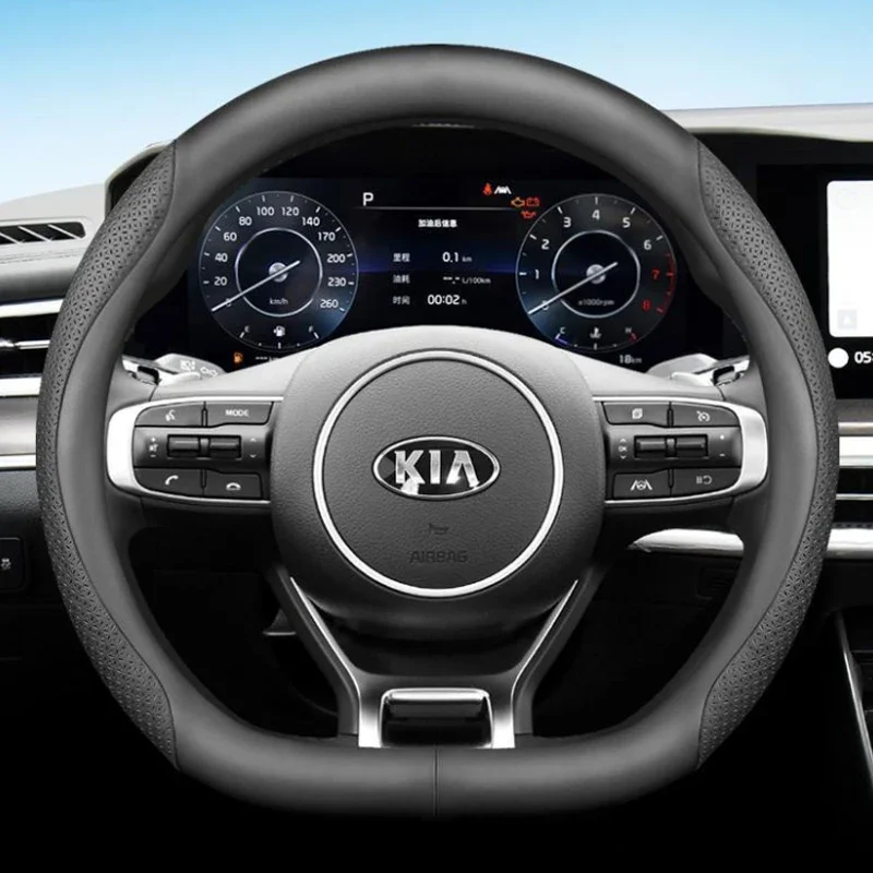 

for Kia Sportage Soul EX Carens 2022 2023 2024 2025 Car Steering Wheel Cover Leather 9Colors Non-slip Auto Accessories