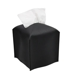 Vierkante Decoratieve Pu Lederen Tissue Box Houder Moderne Tissue Case Gezicht Papier Organizer Dispenser Voor Badkamer 5X5''