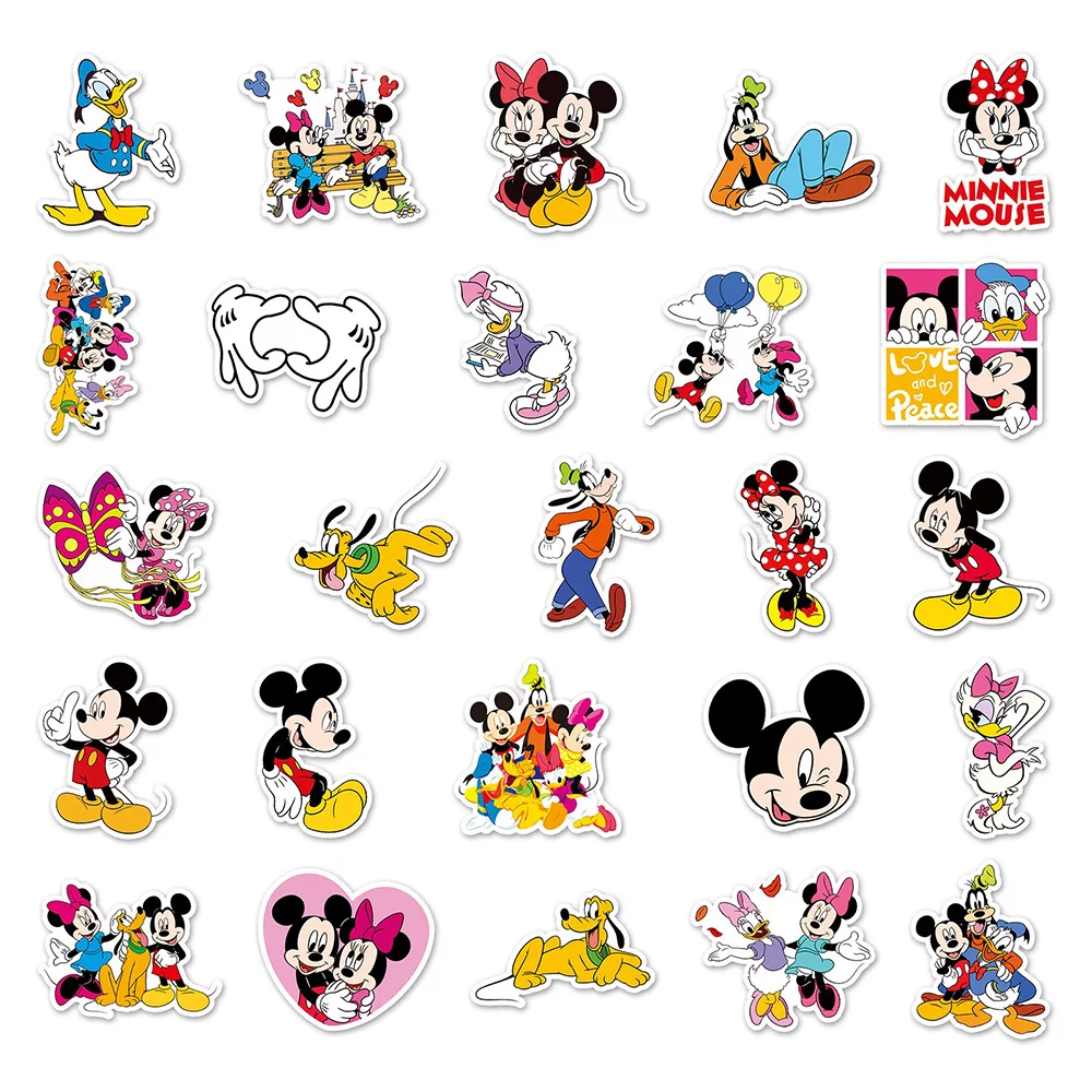 10/30/50PCS Disney Mickey Mouse Stickers DIY Laptop Notebook Skateboard Guitar Waterproof Graffiti Cartoon Kids Sticker Toy Gift