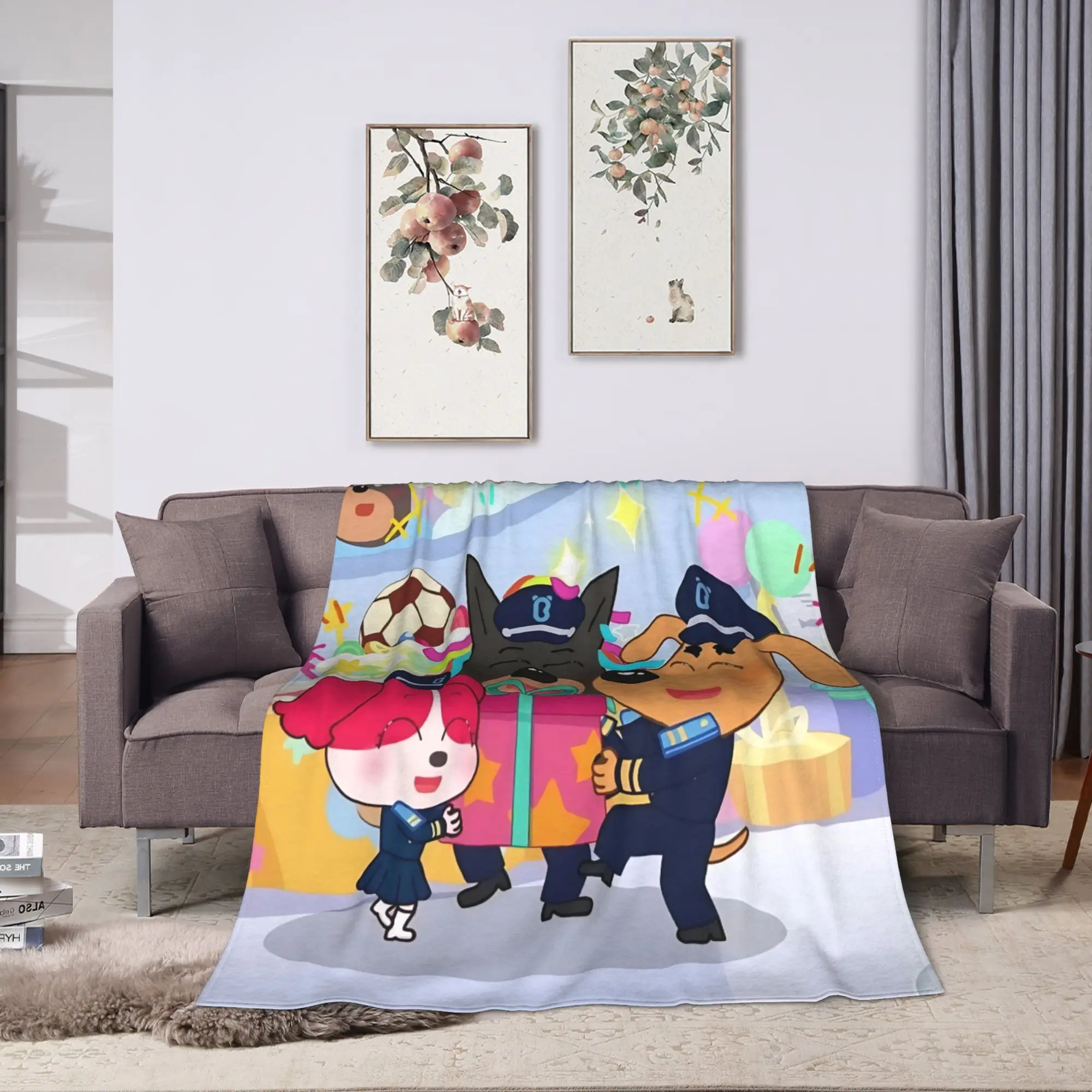 Warm Soft BlanketGirls Boys Picnic Sheriffs Labradors Throw Blanket  Flannel Bedspread For Bedroom Graphic Sofa Bed Cover