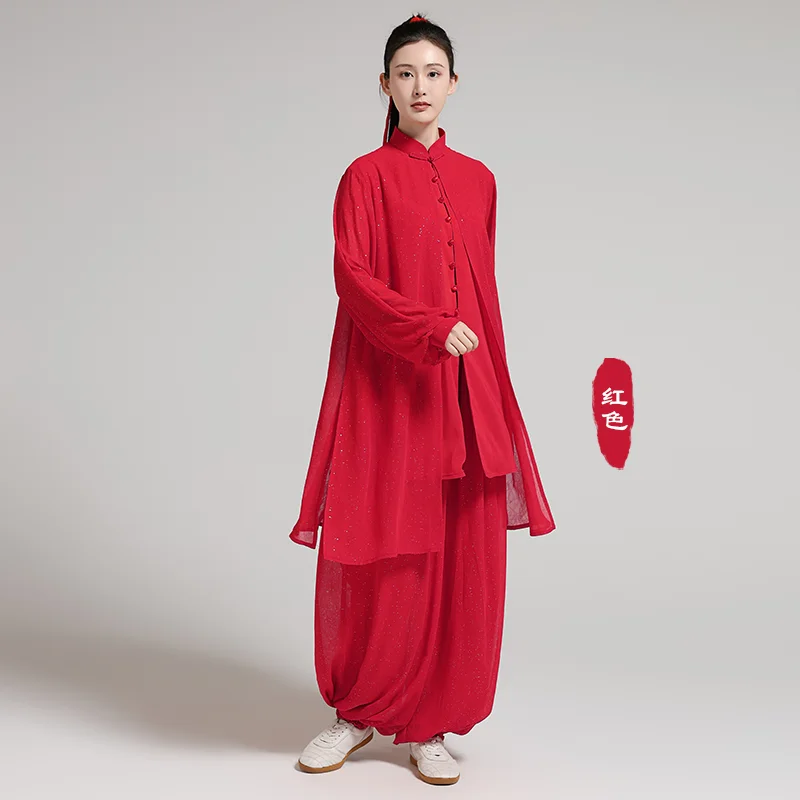 Women's Flowing Tai Chi Suit - New Martial Arts Uniform for Taiji & Baduanjin, Group Performance & Practice Wear
