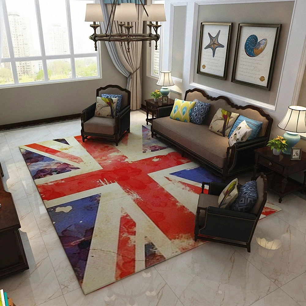 Vintage Flannel Area Rugs British Flag Living Room Bedroom Rug Anti-skid Entry Door Mats Household Bedside Rugs Bay Window Mat 2