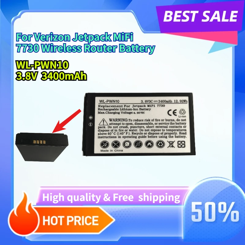 

3400mAh WL-PWN10 For Verizon Jetpack MiFi 7730 Wireless Router Battery 40123117