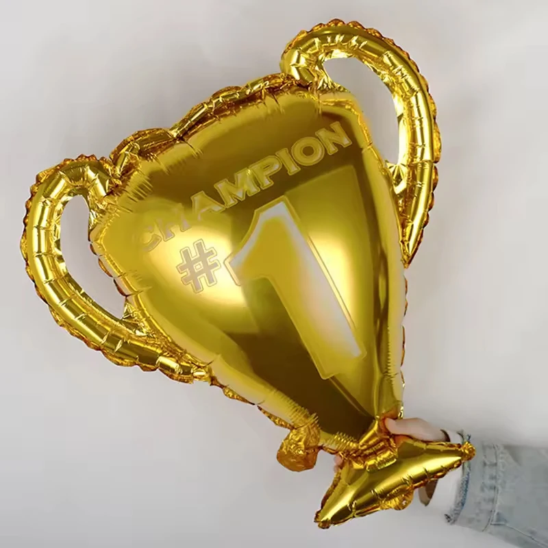 1 pièce Ballons en aluminium à thème sportif, motif Coupe d'or et Trophée de champion, pour décoration de fête et célébration