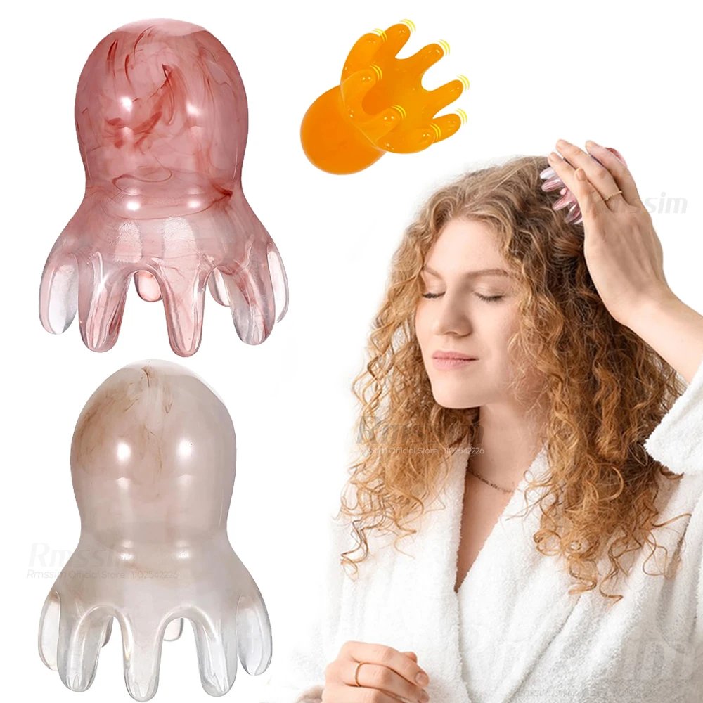 

Смола расческа в виде осьминога, милый массажер для головы, уход за волосами, меридиан, соскабливание, массаж головы, акупунктура, спа, инструмент для массажа здоровья Гуа Ша