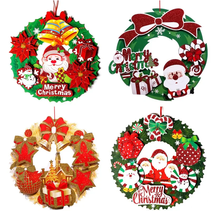 Christmas Decorations 40CM 3D Paper Glitter Pink Wreath Stickers Shopping Malls Hotels Home Display Windows Scene Layout Props