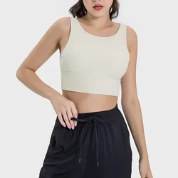 2024 nuovo cuscino toracico staccabile tuta da Yoga Sexy scava fuori la schiena gilet sportivo antiurto per le donne Crop top Ropa Mujer